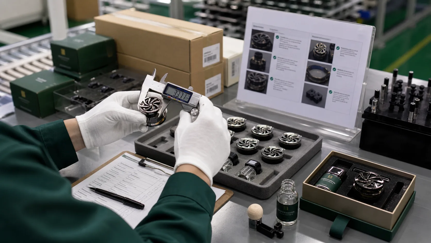 LANDRE factory sample desk with custom automotive gift samples