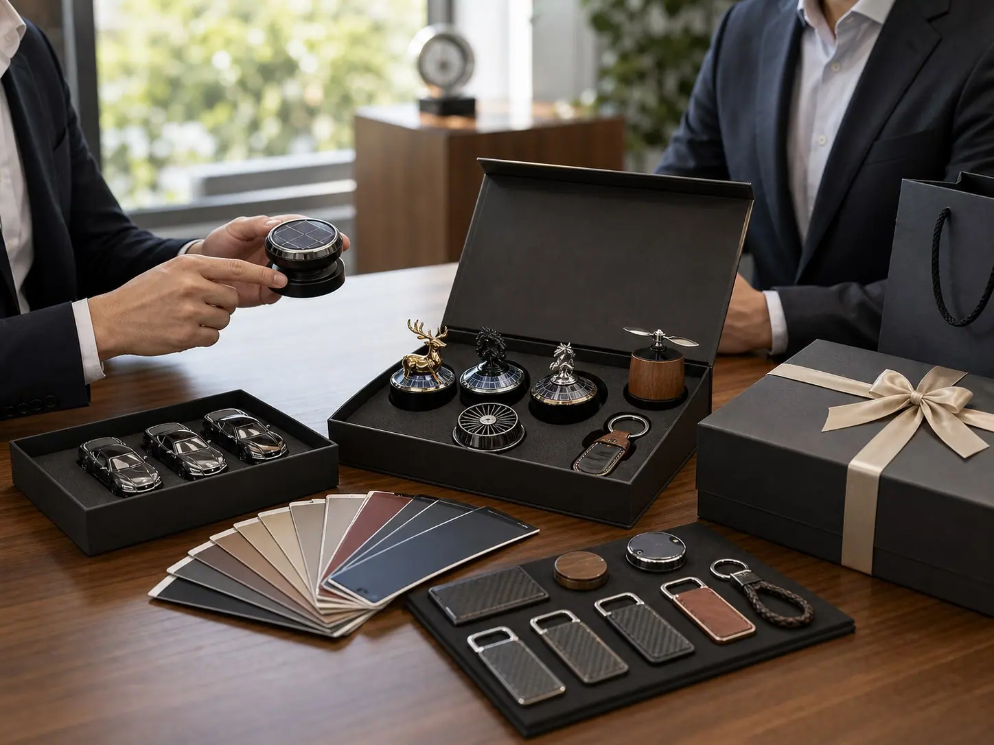 Corporate automotive gift set and presentation packaging prepared for buyer approval