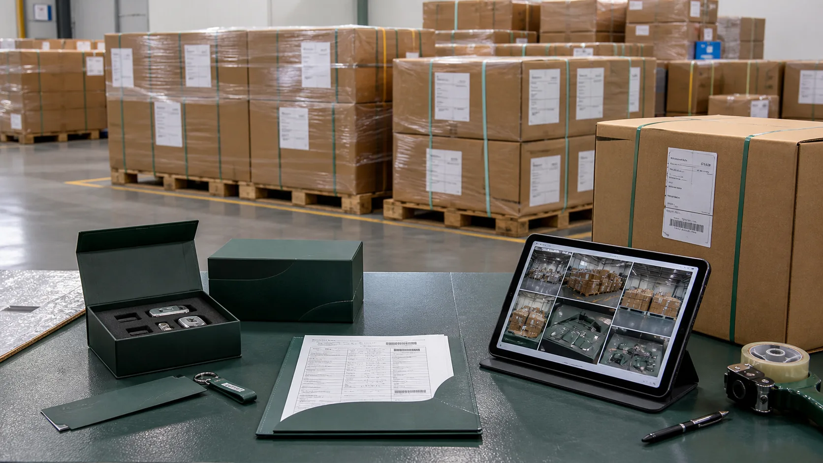 Export cartons and shipping evidence for custom automotive gifts